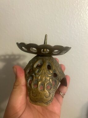 Vintage-Style Brass Decorative Candle Spike - Brass Finish